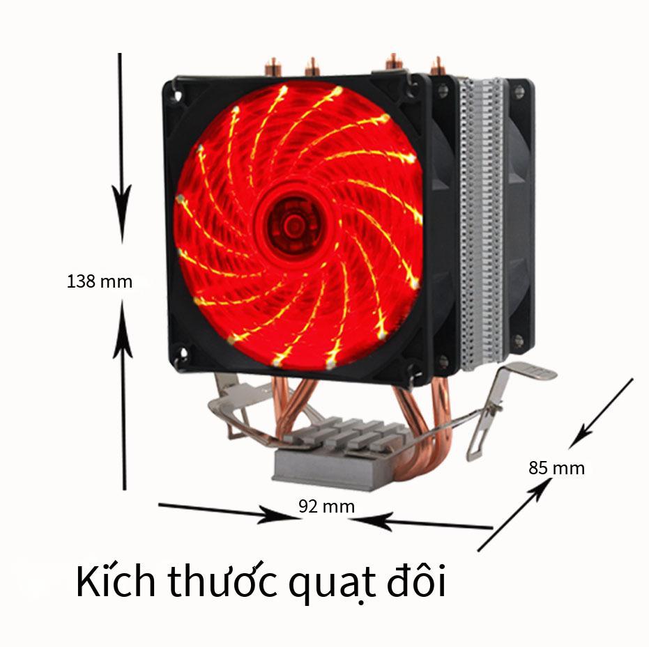 Kiểu dáng mới nhất bằng đồng nguyên chất hai ống dẫn nhiệt 9 cm Tản nhiệt CPU Quạt CPU đa nền sử dụng quạt câm