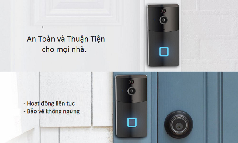 Bộ chuông hình thông minh báo khách không dây bảo vệ nhà cửa đa năng cao cấp L9 (Tặng đèn pin mini bóp tay -giao màu ngẫu nhiên)