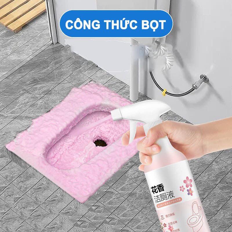 Chai xịt tẩy rửa bồn cầu HOA ANH ĐÀO, nhà vệ sinh đa năng siêu sạch hương nước hoa anh đào khử khuẩn 500ml