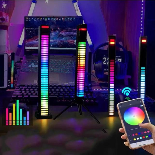 Thanh Đèn Led RGB Nháy Theo Nhạc 16/32/40 Bóng Điều Khiển Bằng Cảm Biến Âm Thanh Siêu Nhạy Đèn Trang Trí Phòng, PC