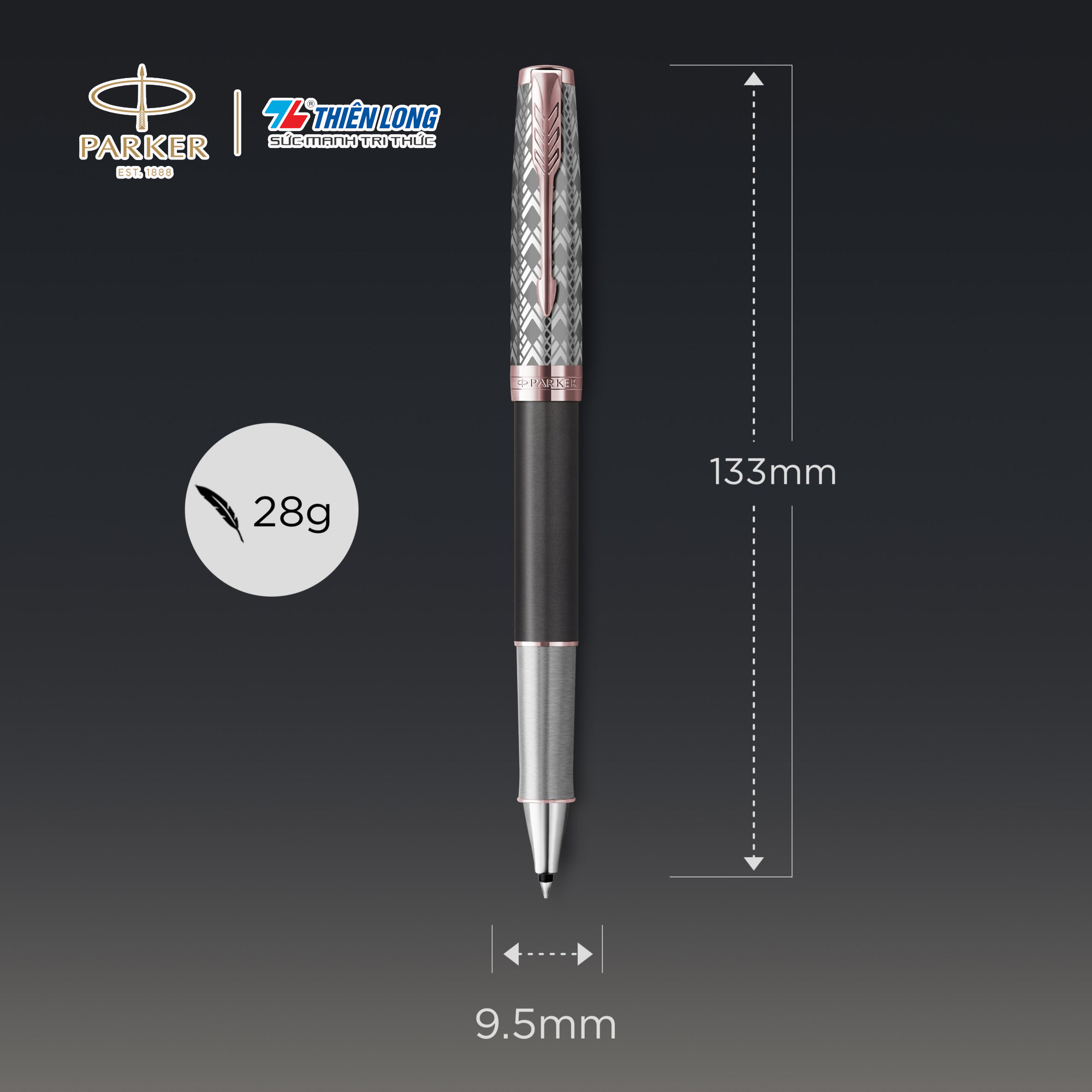 Bút bi cao cấp Parker SON X-M Grey PGT GB-2119790 - Thép không gỉ