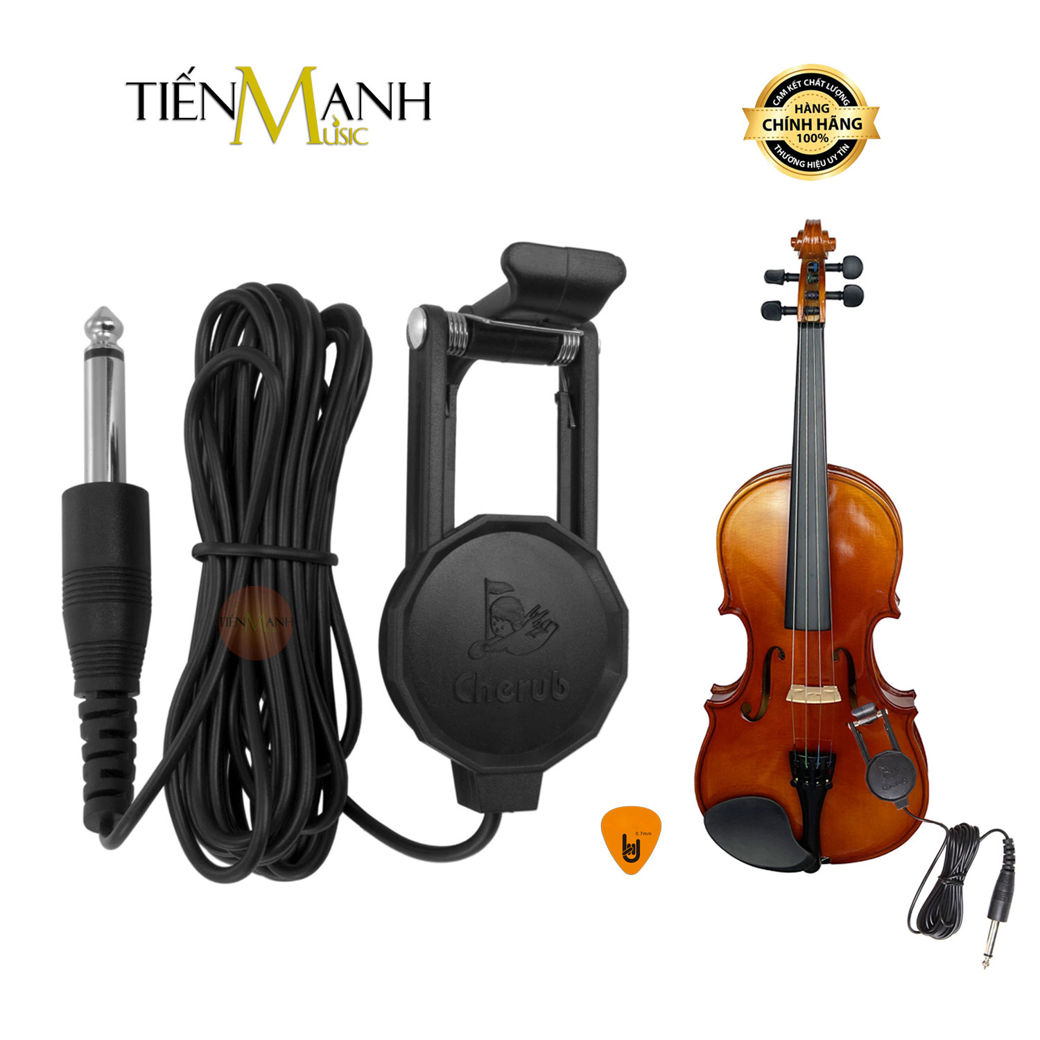 Pickup Đàn Violin Cherub WCP-60V - Bộ Thu Âm Thanh Cho Vĩ Cầm WCP60V 60V Hàng Chính Hãng - Kèm Móng Gẩy DreamMaker