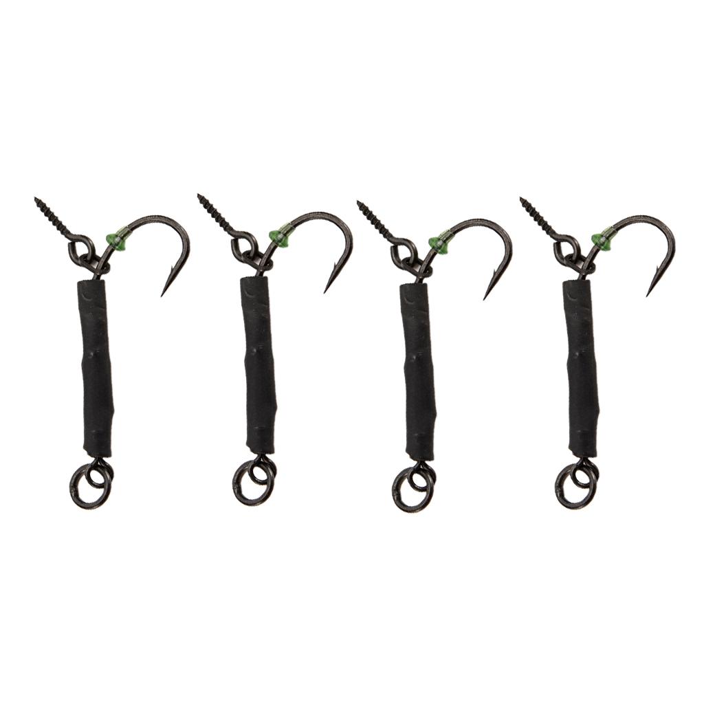 4pcs Fishing Ronnie Rigs Carp Fishing Spinner Rigs Assist Hooks 04 barbed