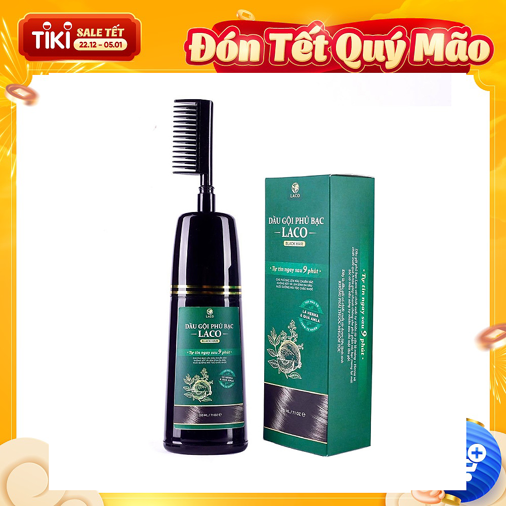 Dầu Gội Phủ Bạc Laco Black Hair 200ml giúp tóc đen tự tin sau 9 phút