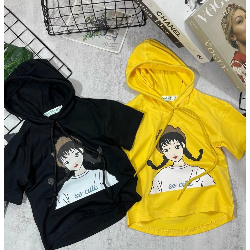 Áo thun Hoddie 100% cotton mềm mát kiểu dáng thể thao cho bé gái tuổi teen