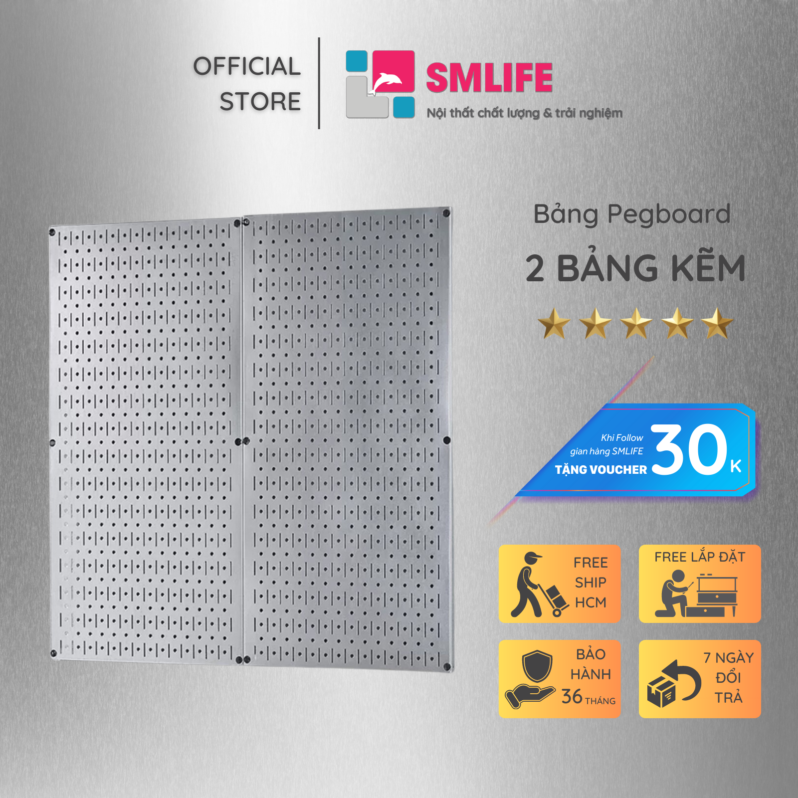 Bộ 2 Tấm Bảng Treo Dụng Cụ Pegboard Đứng GALVANIZED 80x40cm Lưu Trữ Trưng Bày Dụng Cụ Sửa Chữa Thông Minh Dễ Tìm Kiếm