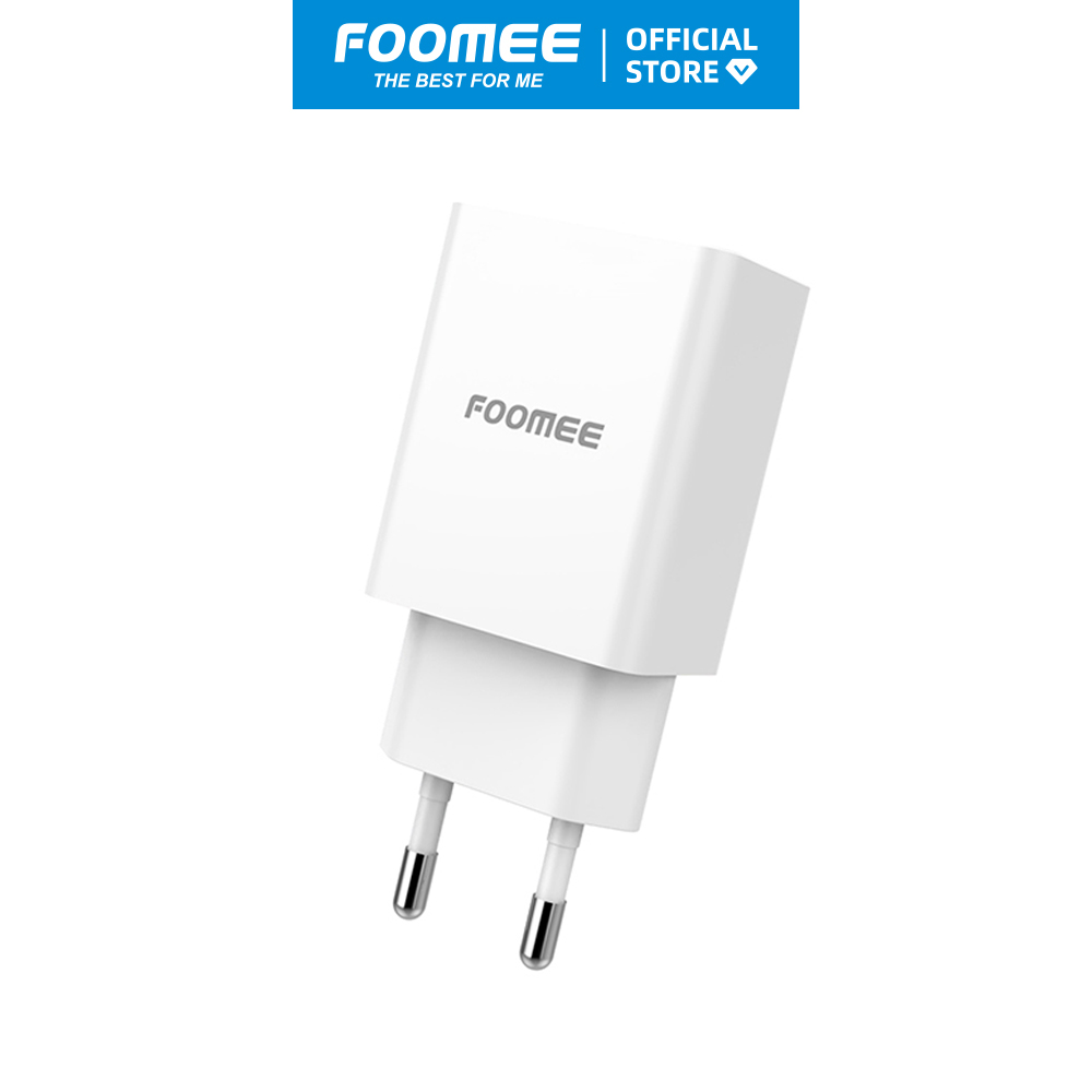 Củ sạc 2 cổng USB FOOMEE CC26 - Màu Trắng/Đen - Sạc An Toàn 2 Thiết Bị Cùng Lúc - Hàng chính hãng