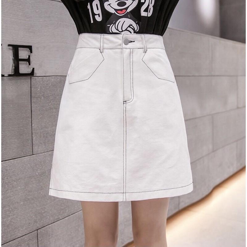 Chân Váy Cạp Cao Hai Màu Đen Trắng Phong Cách Hàn Quốc_V15