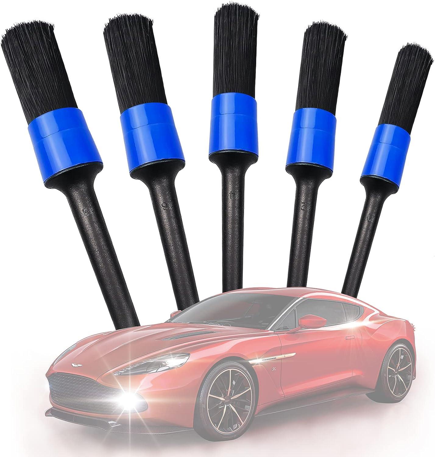 Auto Detailing Brush, 5pcs Car Cleaning Brush for Ô tô Xe máy Ô tô Làm sạch Bánh xe, Bảng điều khiển, Nội thất, Ngoại thất, Da Xe Rim Brush