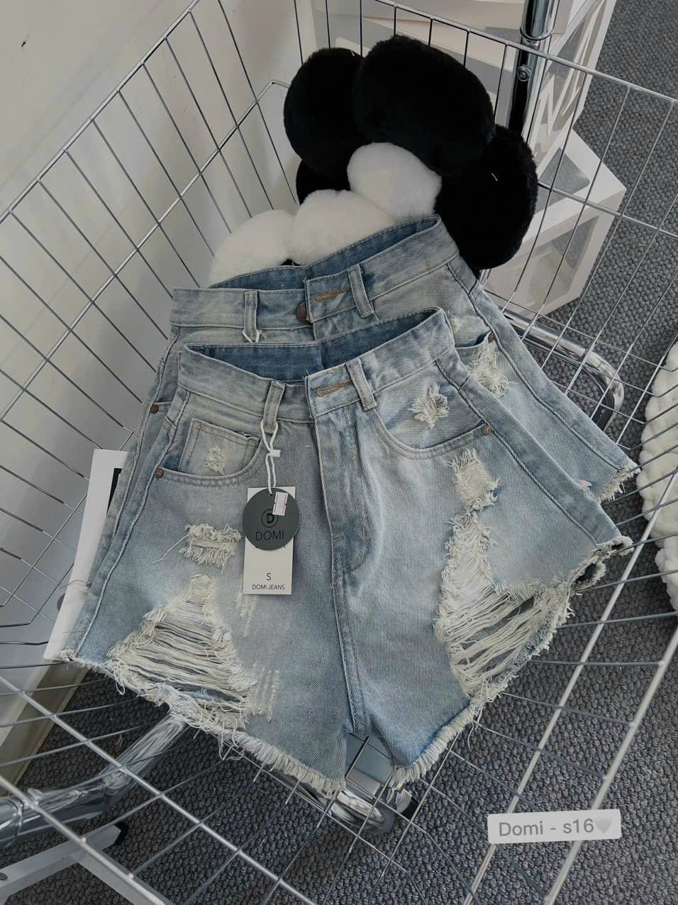 Quần short jean nữ rách lưng cao bền đẹp dễ phối đồ BN - S16