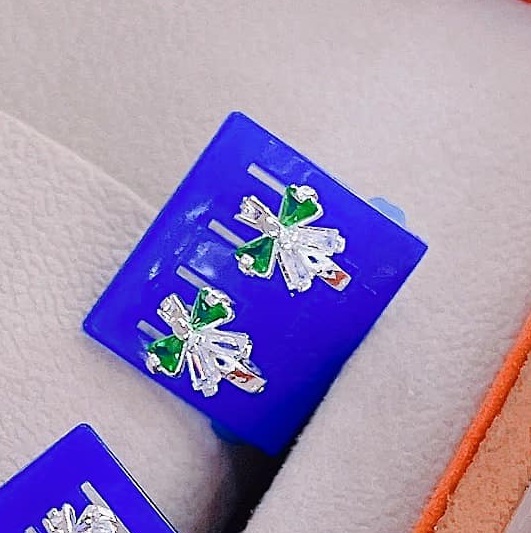 Bông tai trẻ em hình nơ xinh chất liệu bạc ta MS47d
