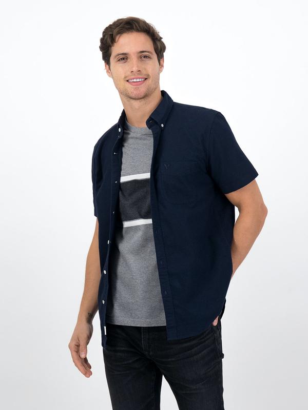 Áo Sơ Mi Nam Tay Ngắn AE Short Sleeve Eagle Logo Oxford Shirt - Size XS/S/M/L/XL