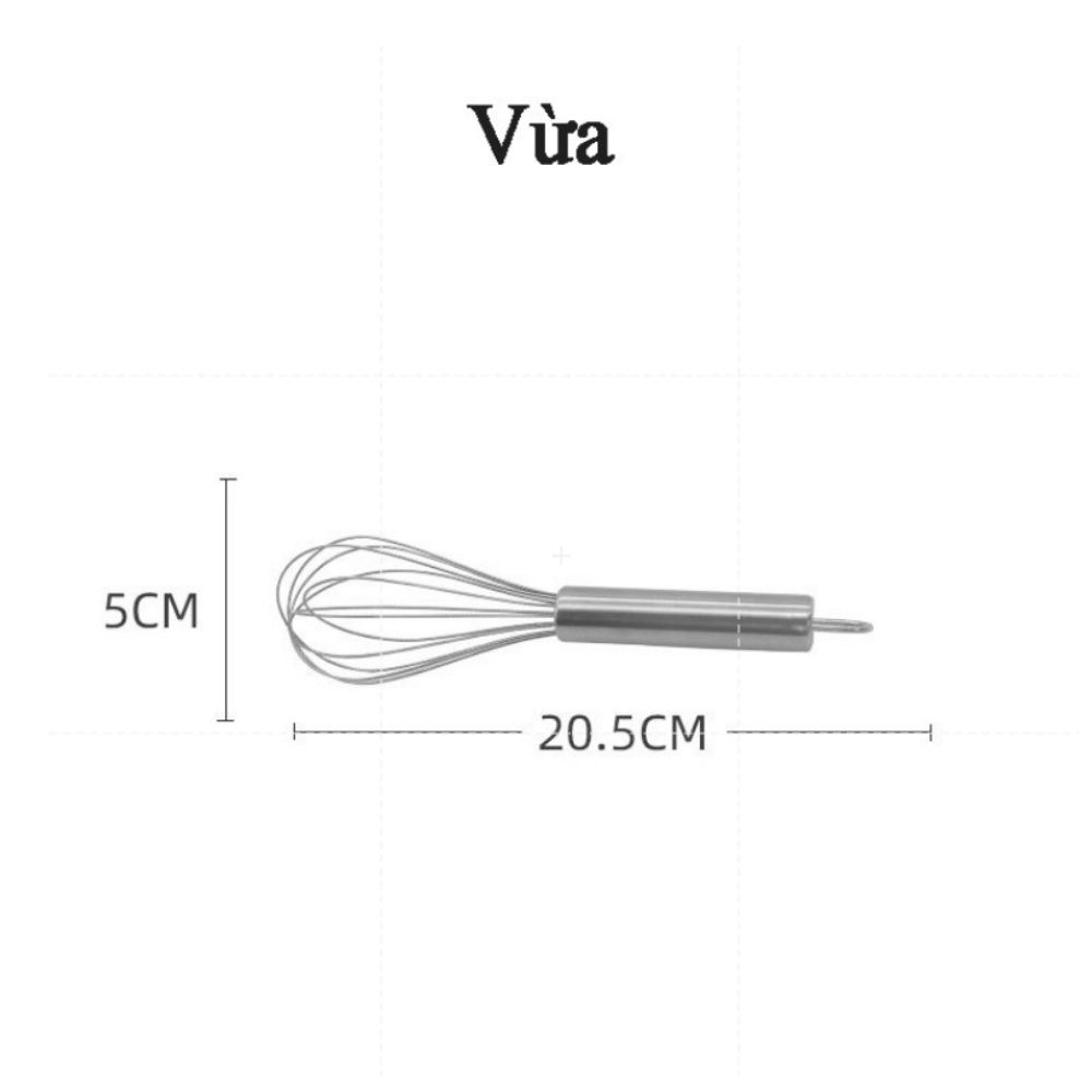 Dụng Cụ Đánh Trứng Cầm Tay- Phới Lồng  Làm Bánh Khuấy Bột Bằng Inox- Hàng Loại 1 - Chính Hãng MINIIN