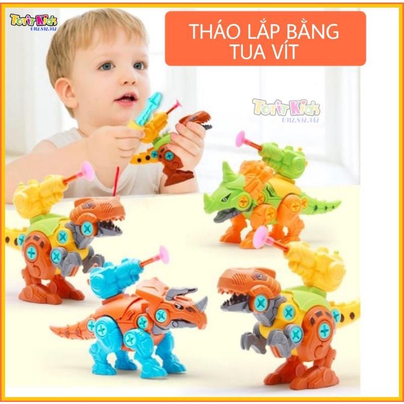 Khủng long lắp ráp, có súng bắn được, size to 20cm, tháo lắp bằng Tua vít