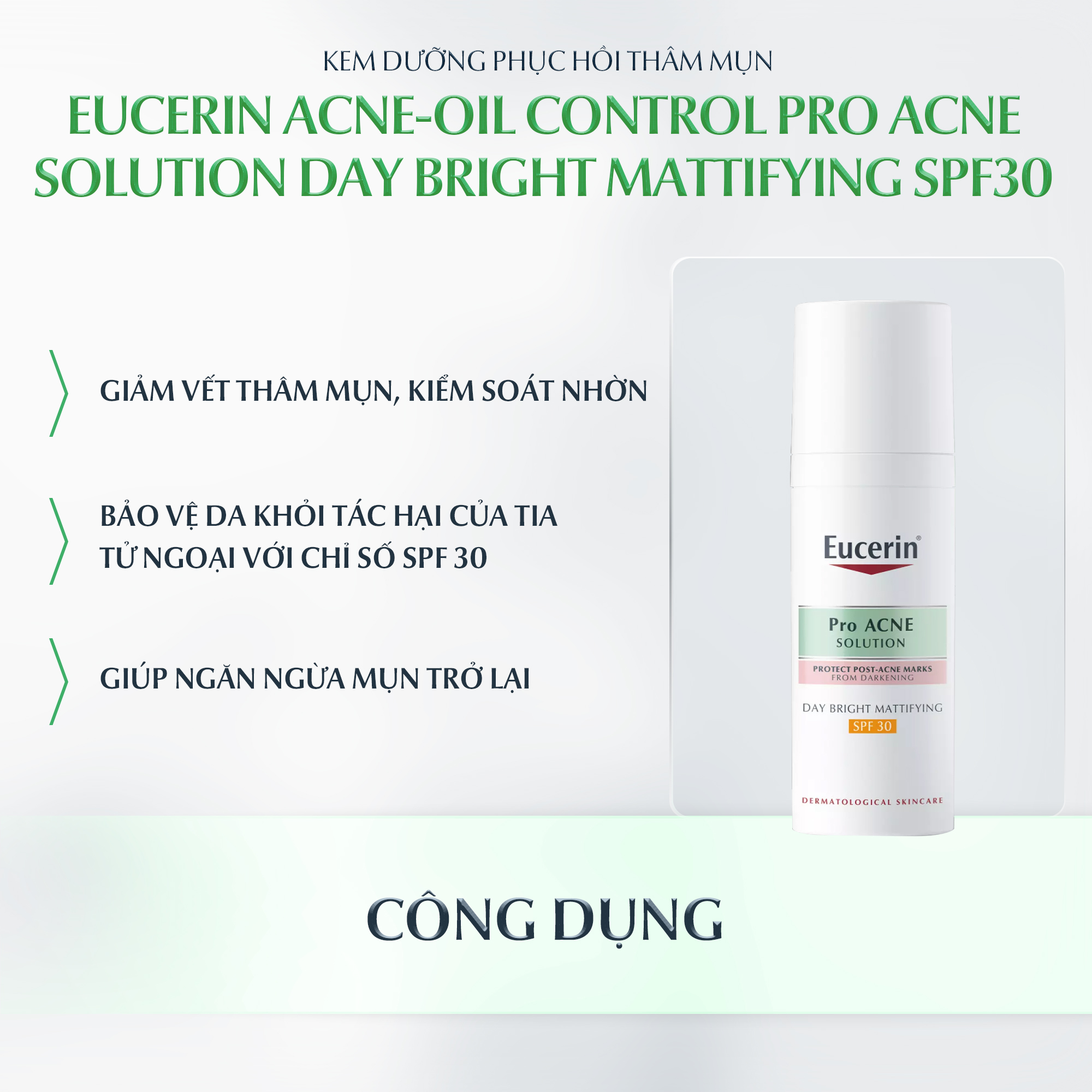 Kem dưỡng giảm mụn & chống nắng Eucerin Day Bright Mattifying SPF30 50ml