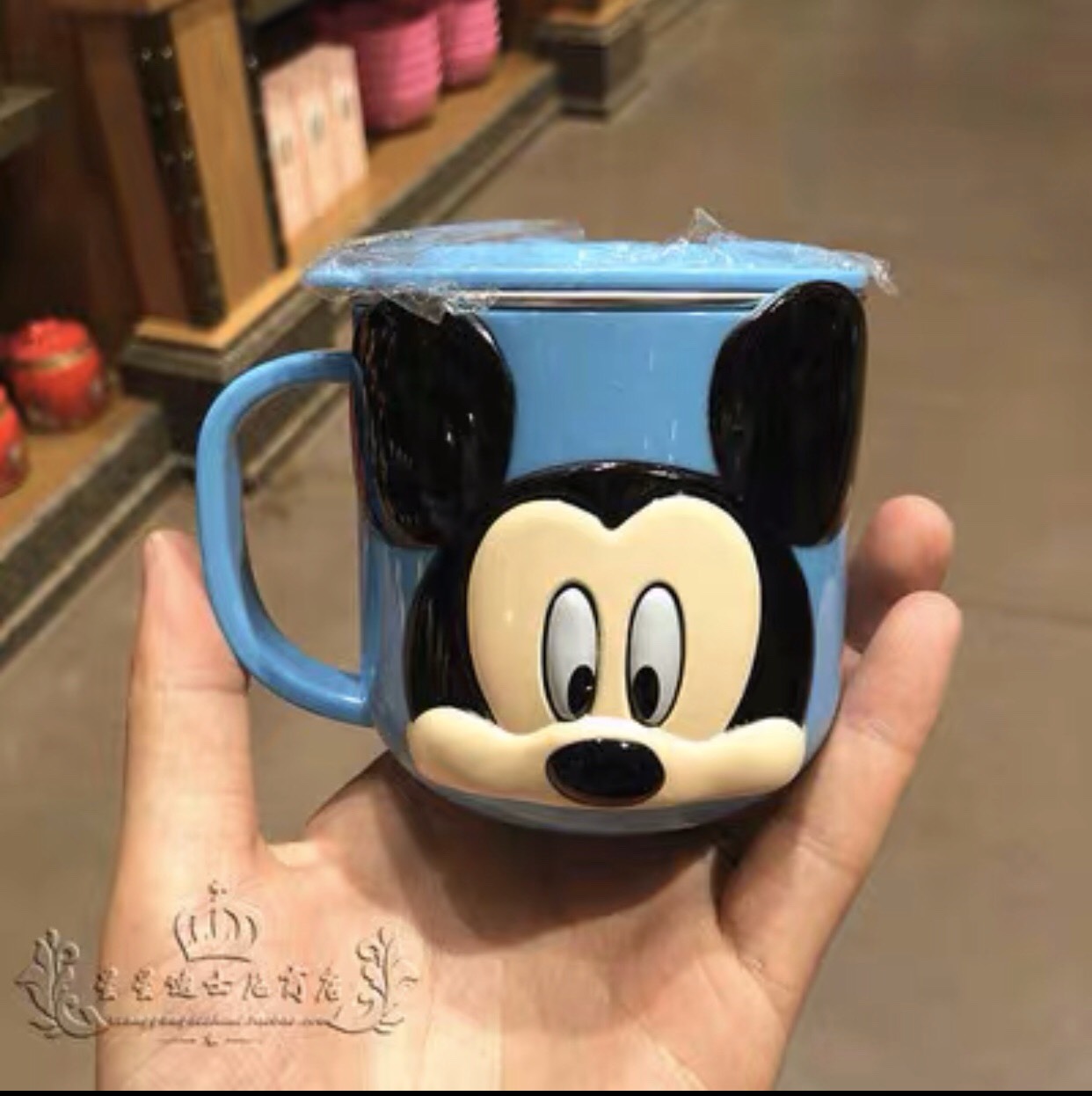 Ly inox giữ nhiệt 3D hình chuột Mickey màu xanh siêu cute cho bé trai - PDM2302X