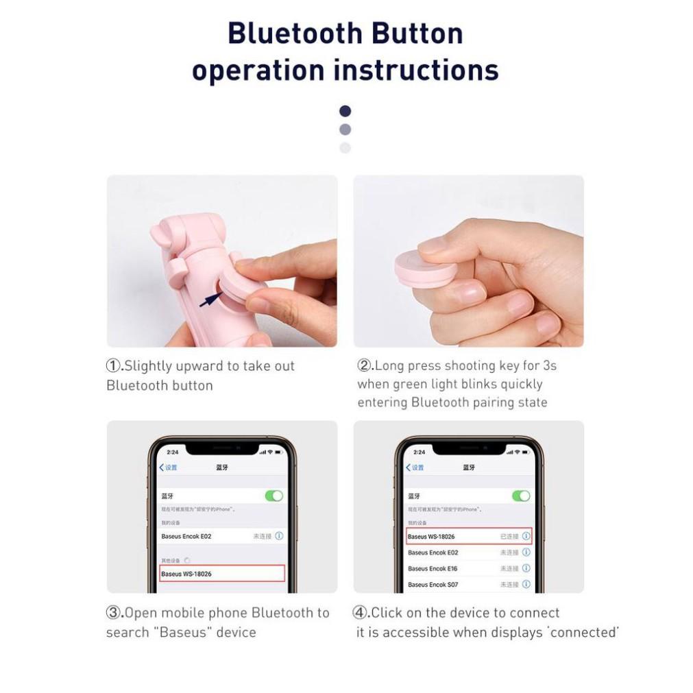 Gậy Selfie Baseus 3 Chân Đứng Điều Khiển Bluetooth Không Dây Có Thể Gấp Lại Và Kéo Dài- Hàng chính hãng.