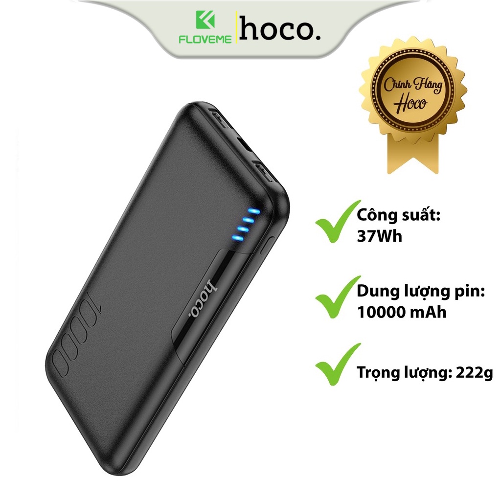 Pin Sạc Dự Phòng Dành Cho Hoco J82 10000mAh, Lõi Pin Lithium, Chất Liệu Nhựa ABS, Vỏ Chống Cháy PC, Nhỏ Gọn, An Toàn Khi Sử Dụng - Hàng Chính Hãng