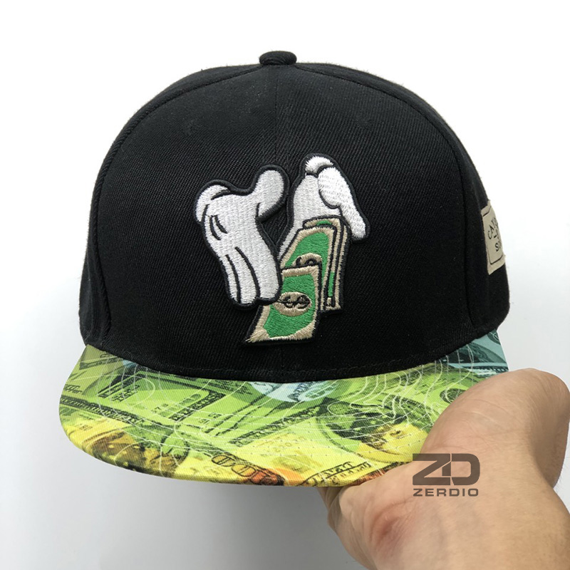 Nón hiphop, Mũ Snapback nam cao cấp Hands and Money SN58 họa tiết cá tính