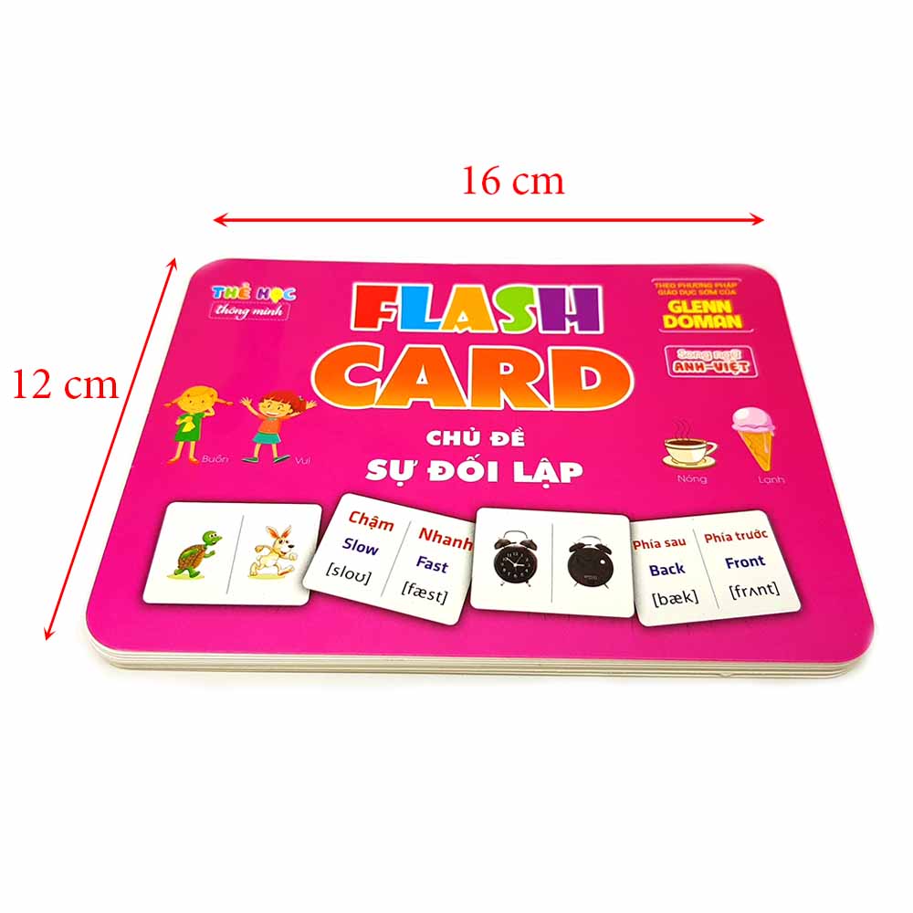 Flash card Theo phương pháp giáo dục sớm của Glenn Doman Chủ đề Sự Đối Lập  – Thẻ học thông minh (song ngữ Anh Việt)