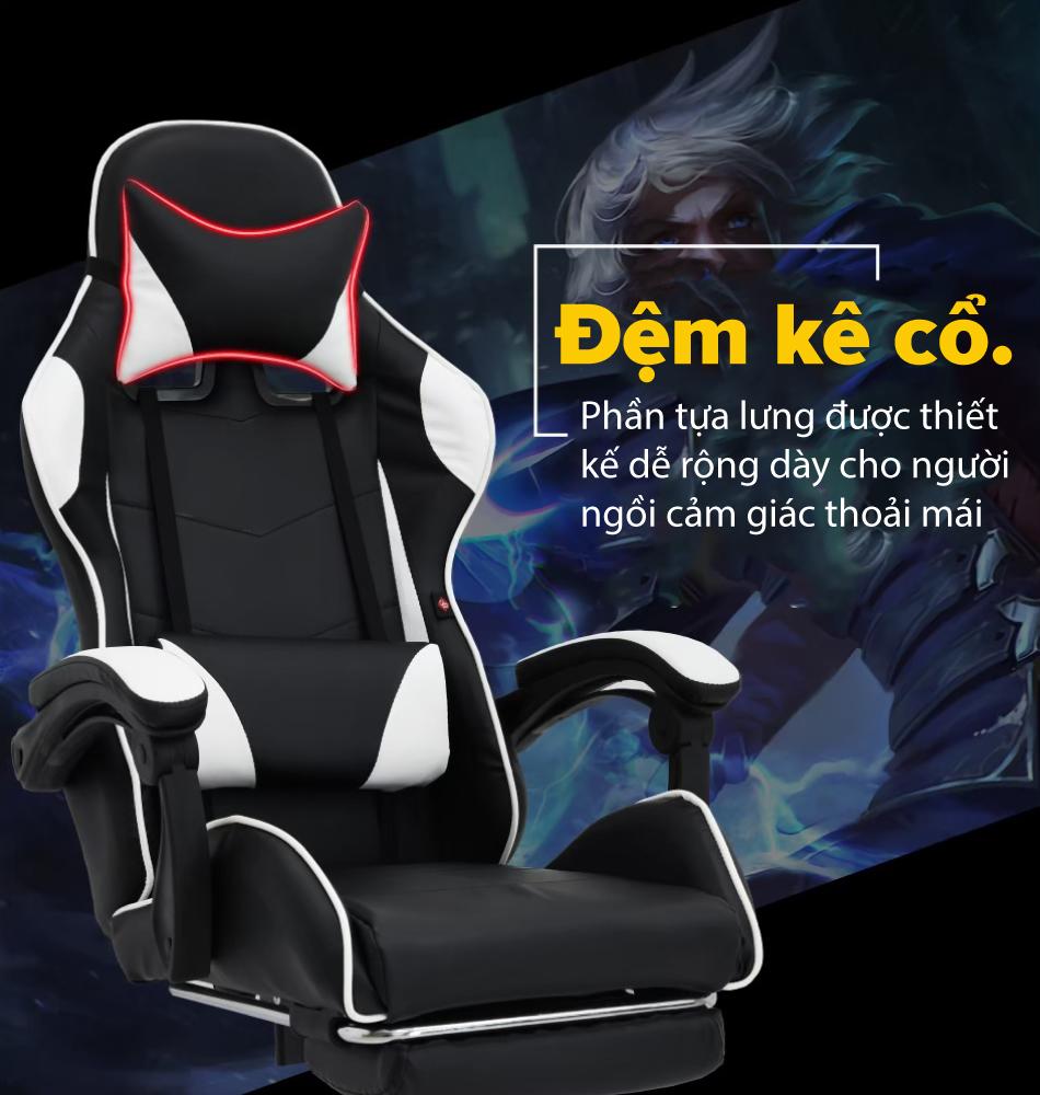 Ghế gaming  cao cấp chân xoay nghiêng ngả 360 độ, ngã 135 độ, có gác chân dành cho game thủ Mẫu E02 màu xanh lá  (Hàng nhập khẩu)