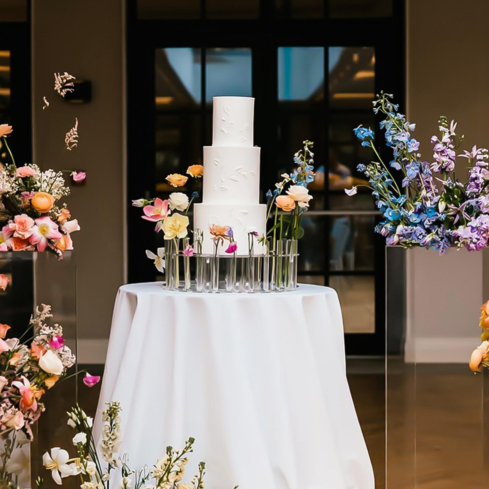 Acrylic Fillable Cake Stand Clear Cake Riser Cylinder Cake Holder Cake Pillars Round Display Stands for Celebration Wedding Party