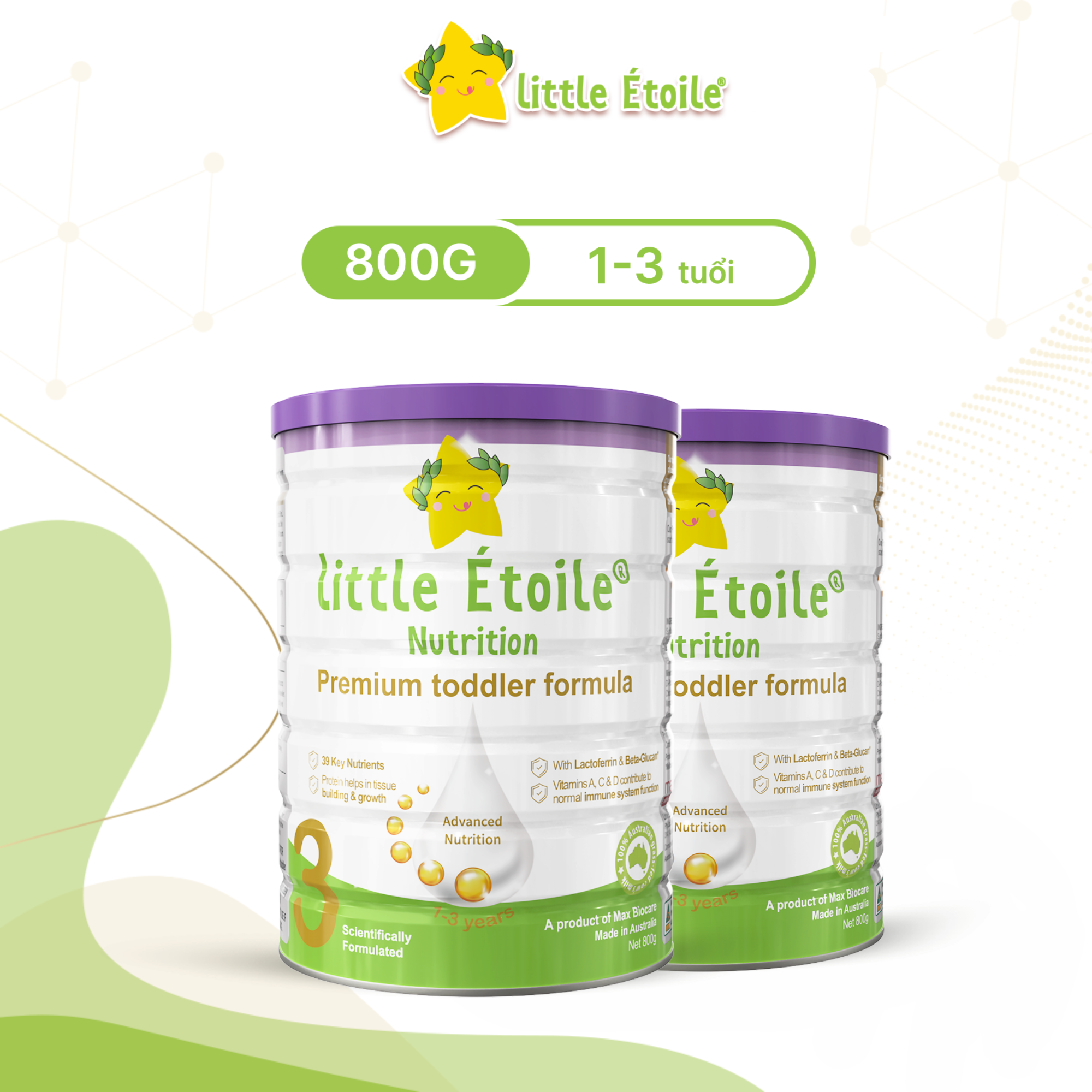 Combo 2 lon Sữa bột ngôi sao nhỏ Little Étoile số 3 800g dành cho bé 1 - 3 tháng
