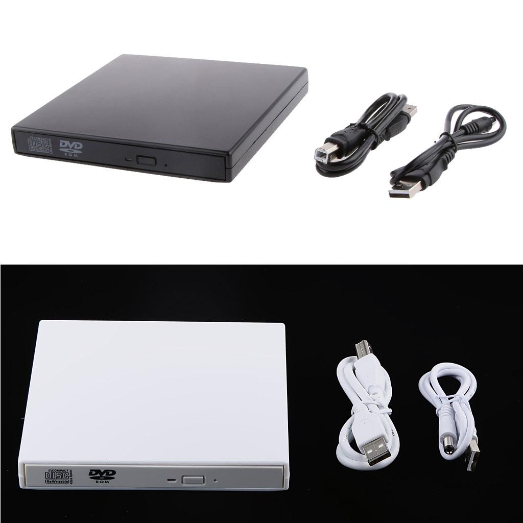 2x USB External DVD CD-R/RW CD-ROM DVD-ROM Drive For Laptop Notebook Black