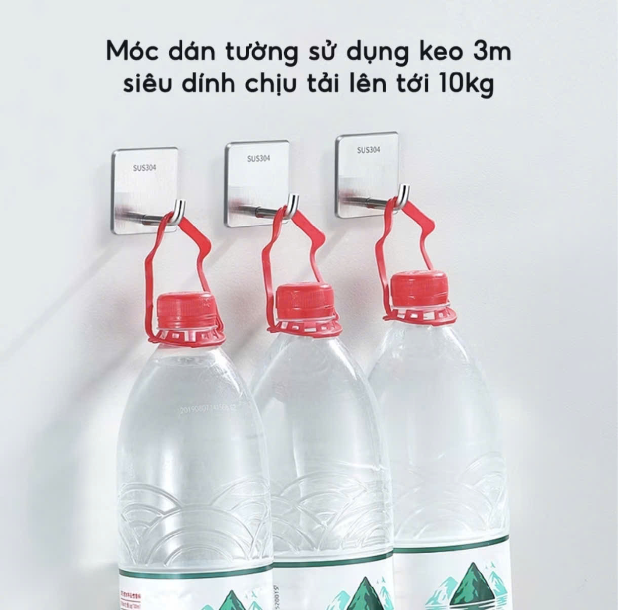 COMBO 10 Móc dán tường chịu lực inox 304 siêu chịu lực, không cần khoan treo vật dụng đa năng