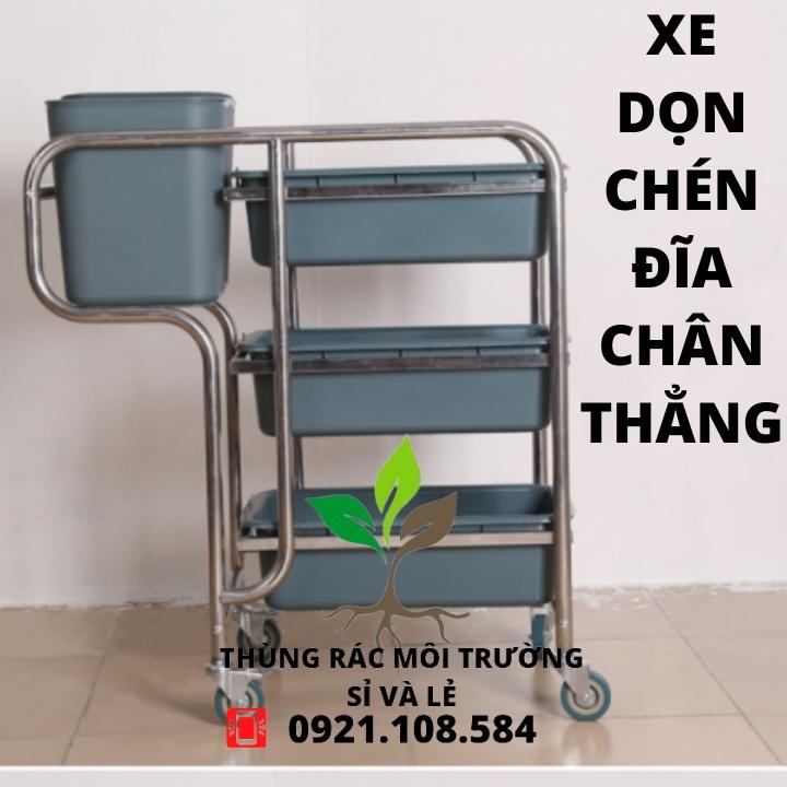 BỘ XE DỌN DẸP NHÀ HÀNG CHÉN DĨA CHÂN THẲNG