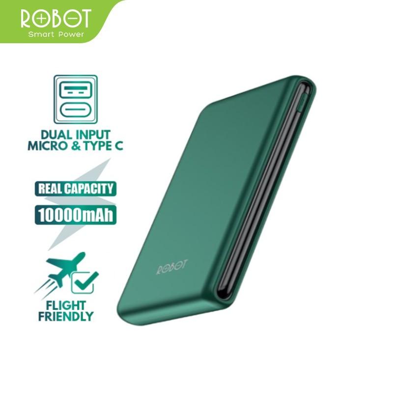 Pin Sạc Dự Phòng Dành Cho Điện Thoại Dung Lượng 10000mAh ROBOT, Output USB &amp; 2 Input Micro/Type-C - Hàng Chính Hãng