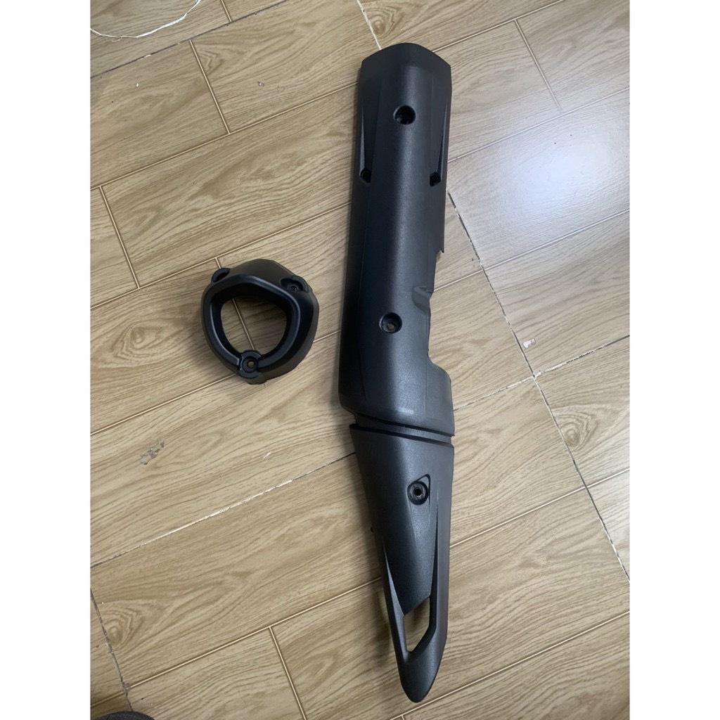 Combo Ốp Che Pô Và Chụp Đít Pô Xe Exciter 150 / Ex 150 gắn Full đen, Đen bạc