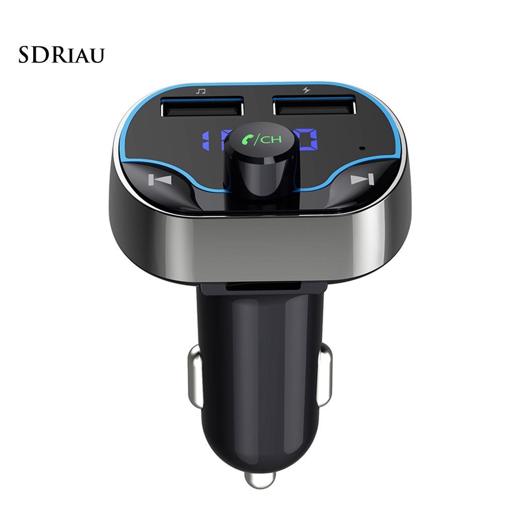 *QCDZ* T24 Bluetooth Player Noise Reduction Handsfree Black FM Transmitter Support U Disk TF Card Charger for Car