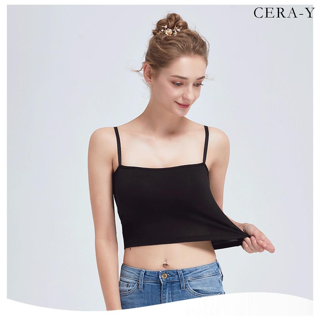 Áo thể thao bra hai dây bản to croptop màu đen CRA018