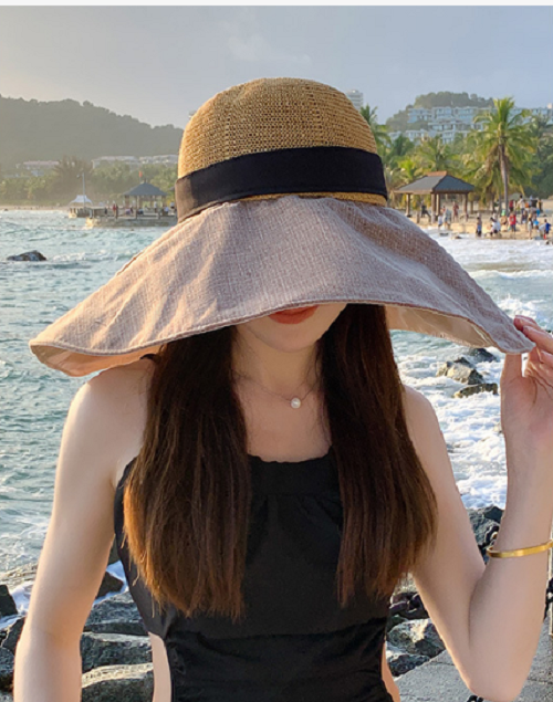 Mũ rộng vành bản to phong cách Hàn mới, nón nữ rộng vành chống nắng chống tia cực tím tuyệt đối