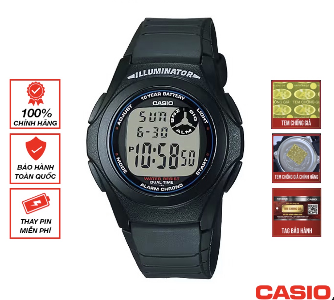 Đồng hồ unisex dây nhựa Casio F-200W-1ADF