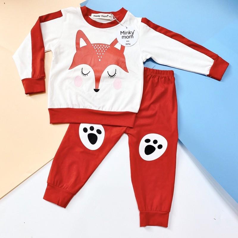 Bộ dài minky Mom cotton 100% họa tiết Ếch xanh-Size bé 7-18kg