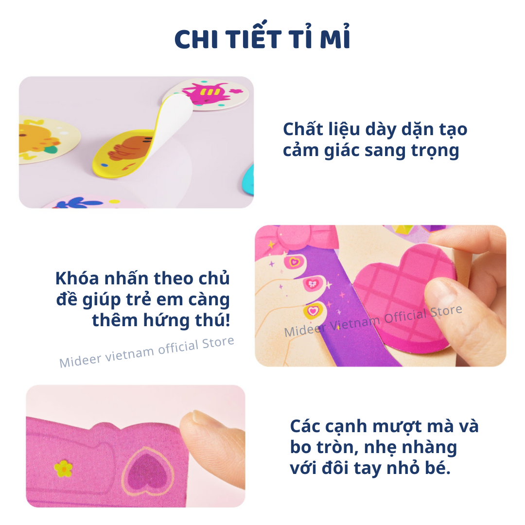 Sticker dán móng tay cho bé Mideer Nail stickers Mideer 4 mẫu miếng dán móng tay giả cho bé gái