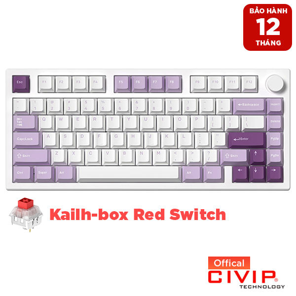 Bàn phím cơ GP75 Taro Purple, Kailh Box - Hàng Chính Hãng