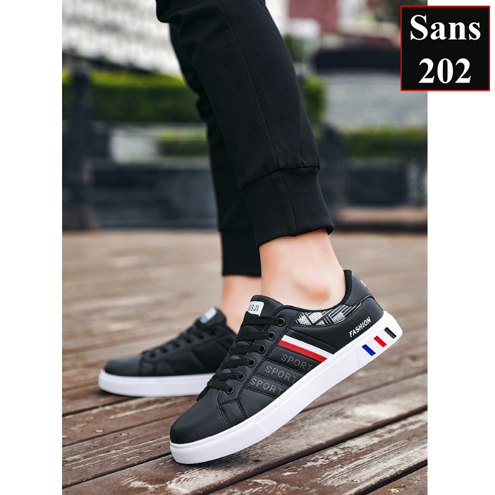 Giày thể thao sneaker nam Sans202 đen sọc trắng