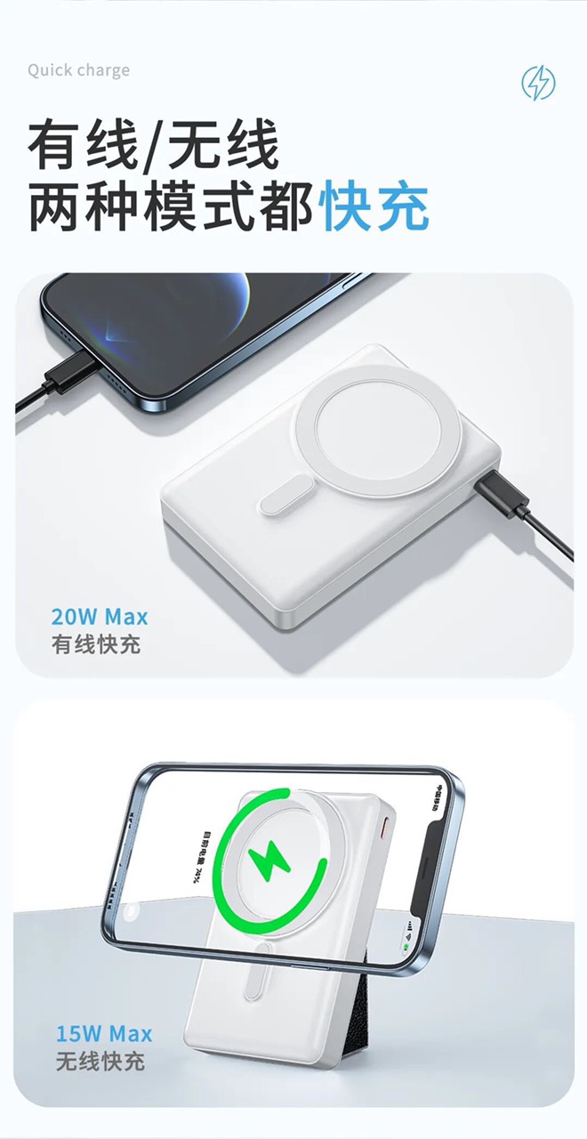 Pin Wiwu Magentic Power Bank JC-20 cho iphone 12 trở lên, dung lượng pin 10000mAh, sạc thông minh 15W - Hàng chính hãng