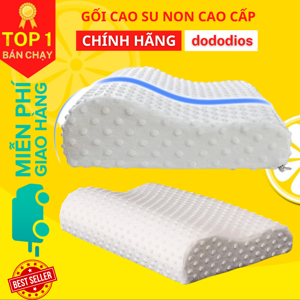 Gối cao su chống đau cột sống - Gối cao su dành cho người hay ngủ ngáy mỏi cổ vai gáy – Hàng chính hãng dododios