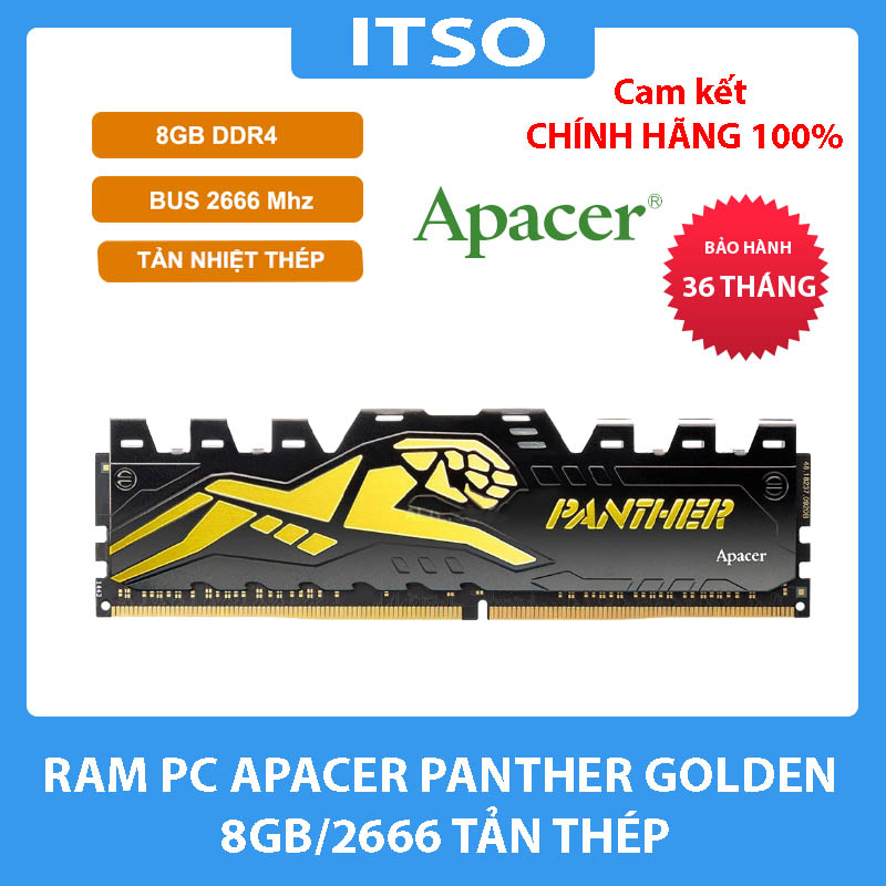 RAM máy tính Apacer DDR4 8GB 2666 OC Panther Golden - Hàng chính hãng