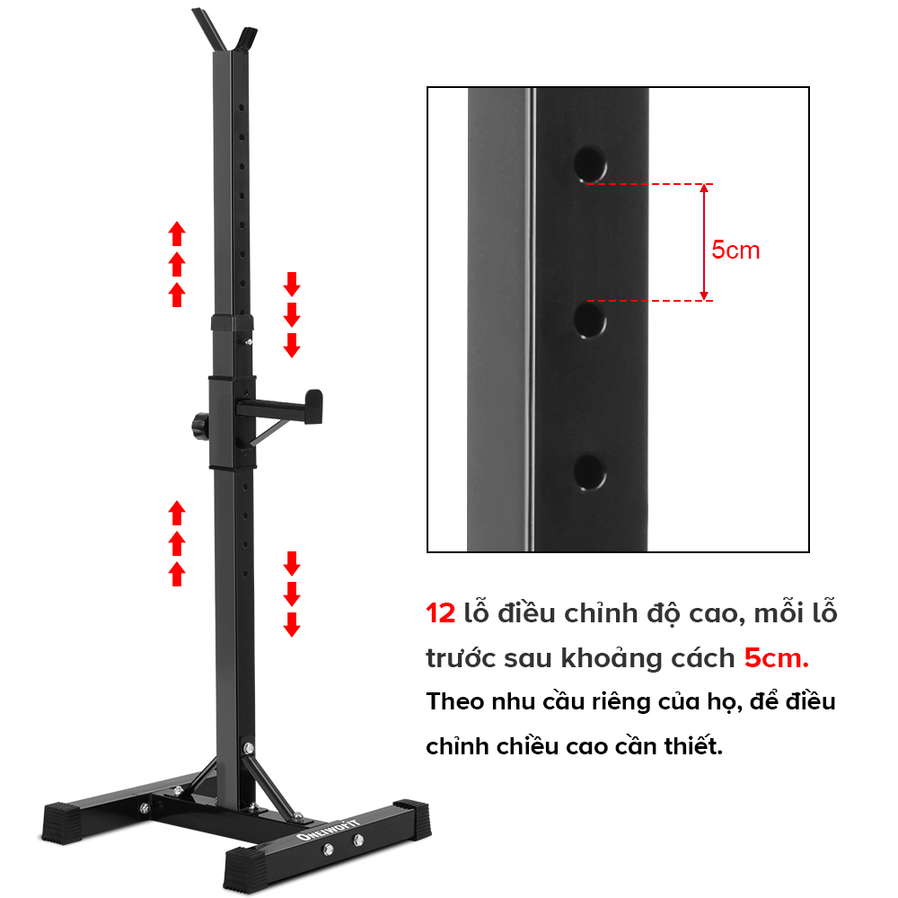 OneTwoFit Giá tập tạ có thể điều chỉnh hộ gia Giá đỡ tạ đa năng điều chỉnh OT262