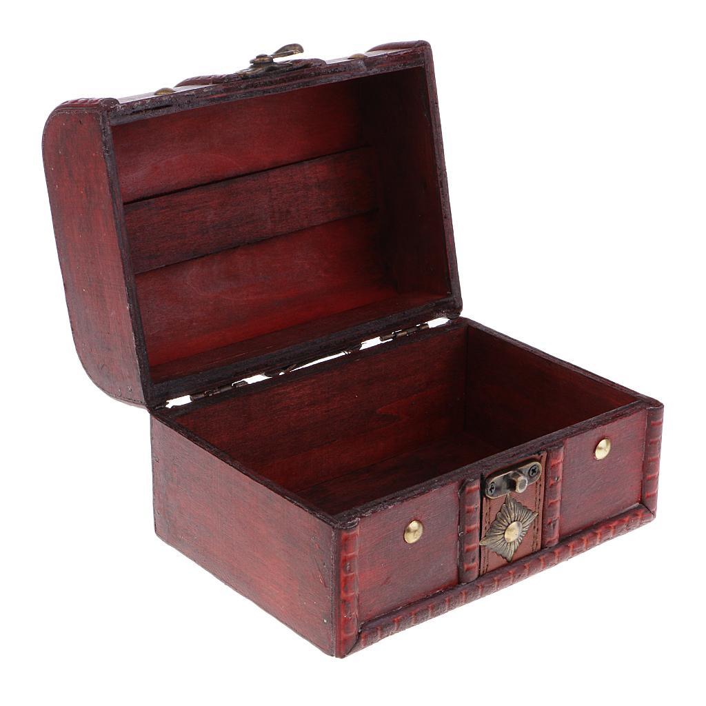 4 Pieces Vintage Wood Jewelry Box Necklace Bracelet Storage Organizer Case