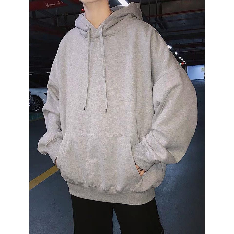 Áo hoodie xám trơn unisex - áo khoác nỉ bông hoodie basic gray - hoodie chui đầu thời trang nam nữ phong cách