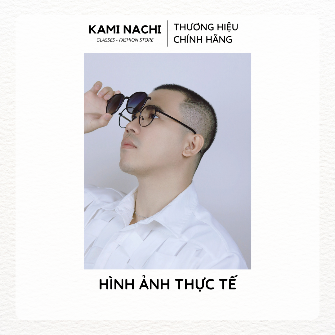 Gọng kính Clip On phiên bản nửa lục giác lớn đa năng, cắt được cận KAMI NACHI T8310