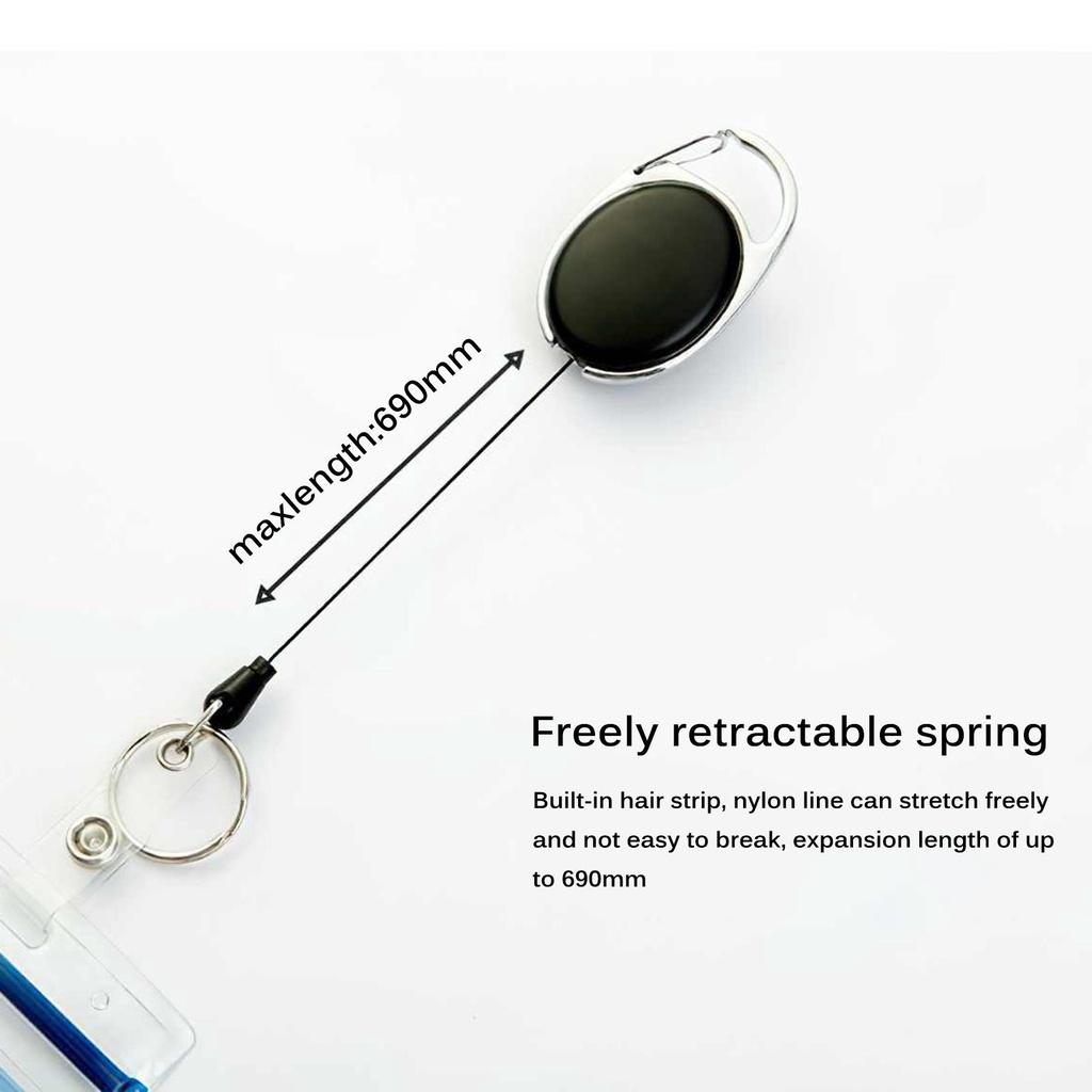 10 PCs Easy Pull Button Metal Retractable Keychain Egg-shaped Easy Pull Button Oval Document Buckle for Students ELEN