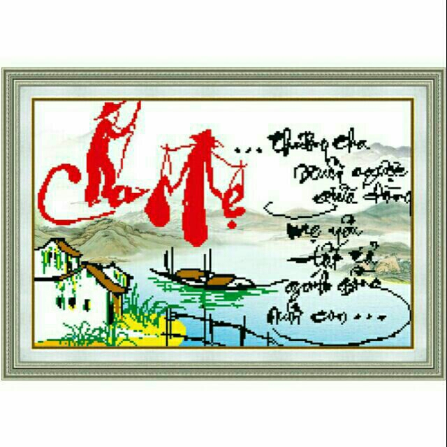 Tranh thêu chữ thập công ơn cha mẹ 223005 chưa thêu