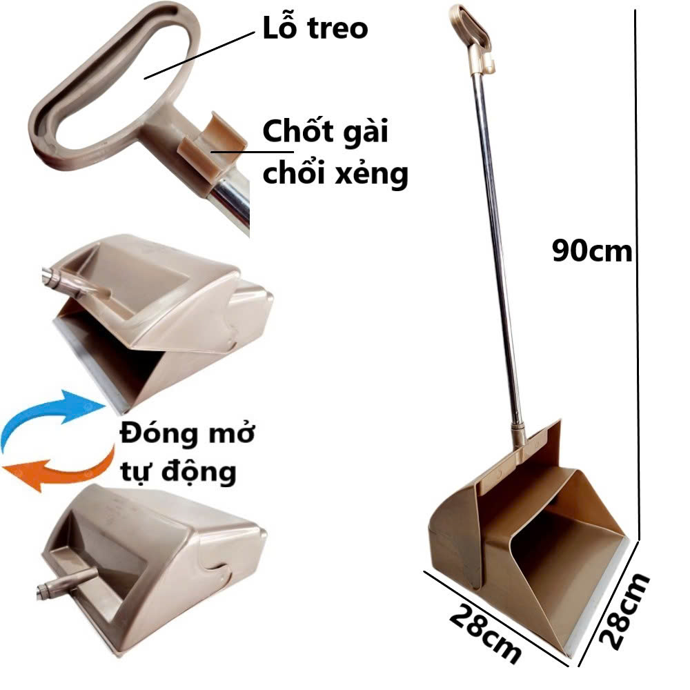 Bộ chổi cước kèm xẻng hốt rác thông minh nhựa VIỆT NHẬT (Màu ngẫu nhiên) - Tự động đóng mở, treo tường, xếp gọn